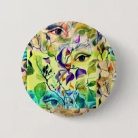 Utopian Psychedelic Surreal Eyes Design Pinback Button