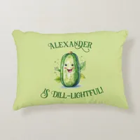 Cute Green Cartoon Pickle Accent Pillow