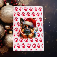 German Shepherd Dog in Santa Hat Christmas   Medium Gift Bag