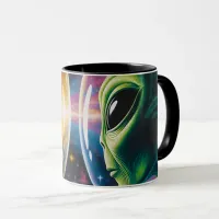 Alien and Astronaut in Space  Mug