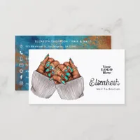 Copper Patina Turquoise Grunge Black Woman Salon Business Card