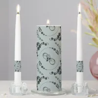 Simple Black Hearts, Floral, Infinity on Grey | Unity Candle Set