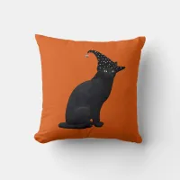 Cute Black Witch Cat Throw Pillow