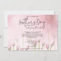 Pink Whimsical Tulips Mother's Day Script Brunch Invitation