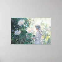 *~*  Young Girl FLOWERS TV2 Stretched Canvas Print