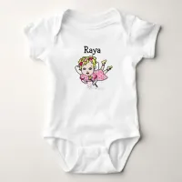 Cute Purple Fairy Whimsical Folk Art Baby Bodysuit