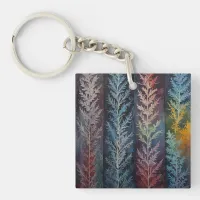 Beautiful multi colored ice crystal feathered  keychain