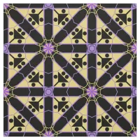 Yellow Black & Purple Arabesque Geometric Pattern Fabric