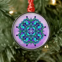 Blue and Purple Mandala Christmas Ceramic Ornament