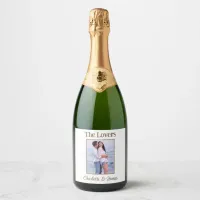 The Lovers Tarot Card Couple Name And Photo White Sparkling Wine Label