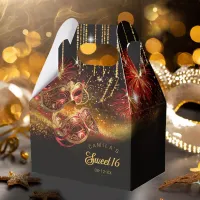 Masquerade Masks Sweet Sixteen Red Gold ID1032 Favor Boxes