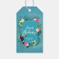 Watercolor Tropical w/Toucan Thank You Teal ID577 Gift Tags