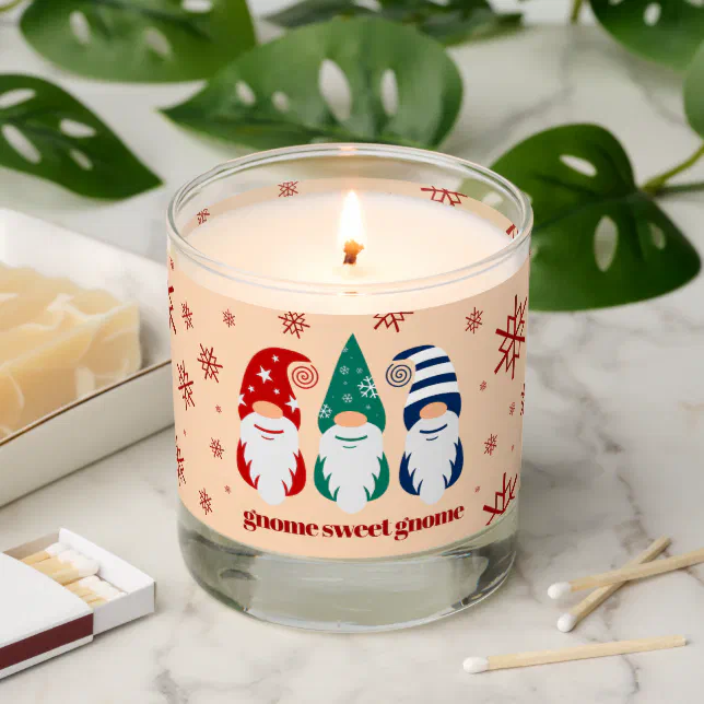 Funny Christmas Gnome Sweet Gnome Snowflakes Scented Candle