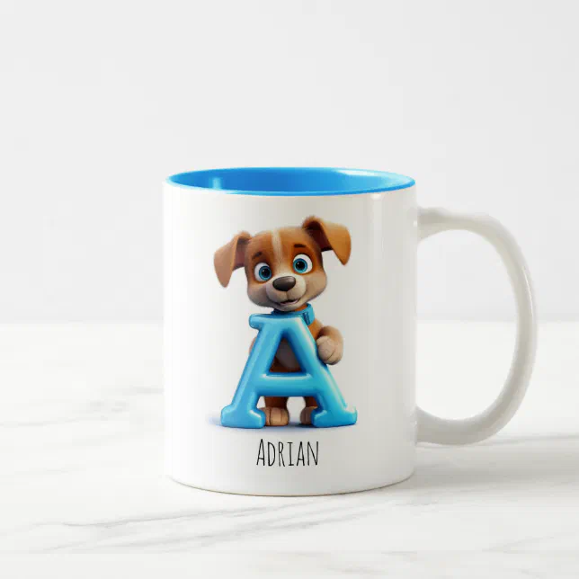 Letter A Dog Alphabet Monogram Coffee Mug