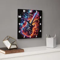 Colorful, energetic guitar vibe square wall clock