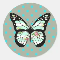 Floral Teal and Pink Butterfly Stickers