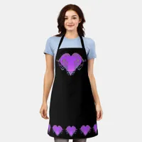 Elegant, Romantic Purple Heart with Flourish Apron