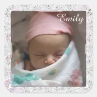 Personalized Baby Girl Pink Bordered Stickers