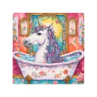 Adorable Unicorn in the Bath Metal Print