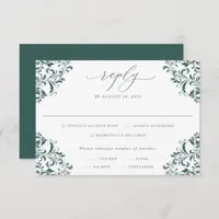 Elegant Emerald Green Vintage Classic Wedding RSVP Card