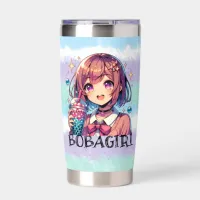 Cute Anime Girl Holding Bubble Tea Insulated Tumbler