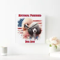 National Purebred Dog Day Celebration With Poodles Square Wall Clock