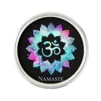 *~* Lotus AUM OM  Symbol Watercolor  Mandala Lapel Pin