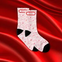 Name Monogram with red hearts on white | Socks