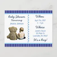 Baby Boy and Teddy Bear Baby Shower Invitation