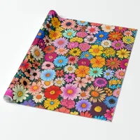 Cute little flower heads wrapping paper