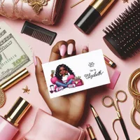 Melanin Magic Afro Queen Hair Salon Branding Business Card