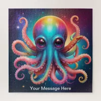 Cute Cosmic Octopus Surreal Rainbow Art  Jigsaw Puzzle