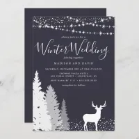 Rustic Winter Deer Woodland Wedding Invitation