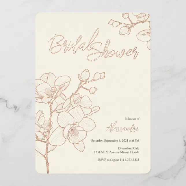 Orchid Golden Moments | Wedding | Bridal Shower Foil Invitation