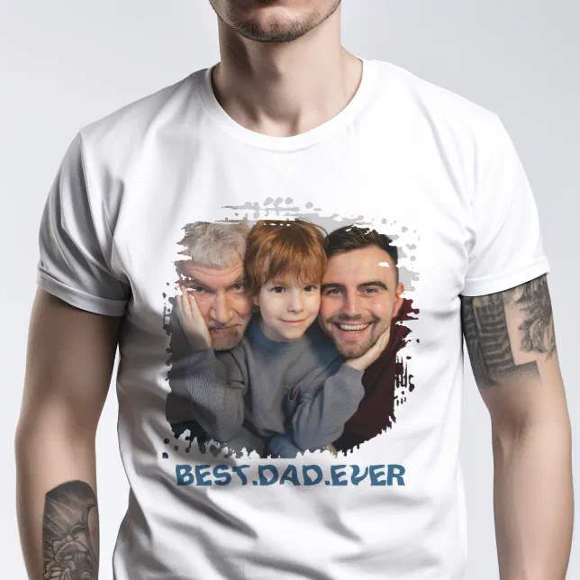 Best Dad Ever Custom Family Photo Father's Day T-Shirt