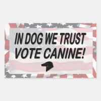 Vote Dog with American Flag Rectangular Sticker