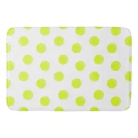 Tennis Ball Pattern Yellow White Bath Mat