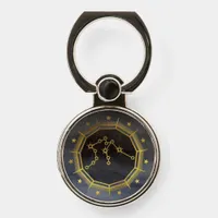 Dark Zodiac Astrology: Aquarius Black & Gold Phone Ring Stand