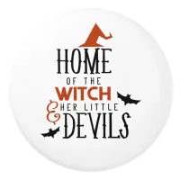 home of the witch and her little devils Halloween Ceramic Knob