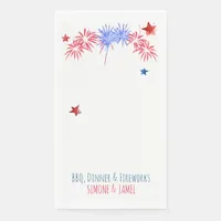 Red and Blue Watercolor Firecrackers on white Paper Guest Towels