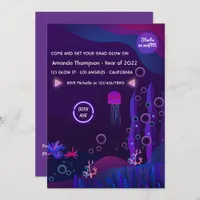 Purple Under the Sea Glow Graduation Party Invitation