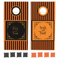 Halloween Pumpkin Orange and Black Trick or Treat Cornhole Set