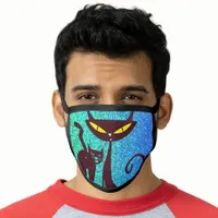 Cat Lover Illustration in Aqua Blue Background Face Mask