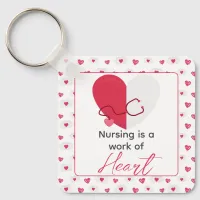 Nurse Nursing Valentine Day Pink Heart Name On Keychain