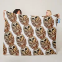 Cute Little Northern Saw Whet Owls Fleece Blanket