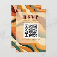 Retro Abstract Earthy Terracotta Orange QR CODE RSVP Card