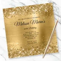 Faux Gold Glitter Foil Monogram 60th Birthday Invitation