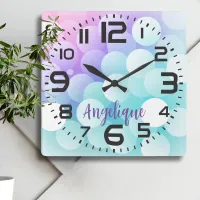 Personalized Pastel Bubbles Wall Clock