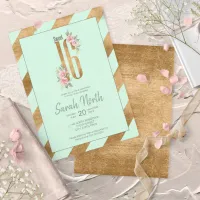 Gold Foil Stripes Mint ID756 Invitation