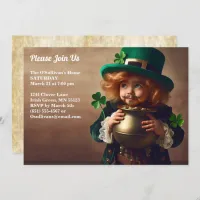 St Patrick's Day Party Irish Child Pot of Gold Invitation